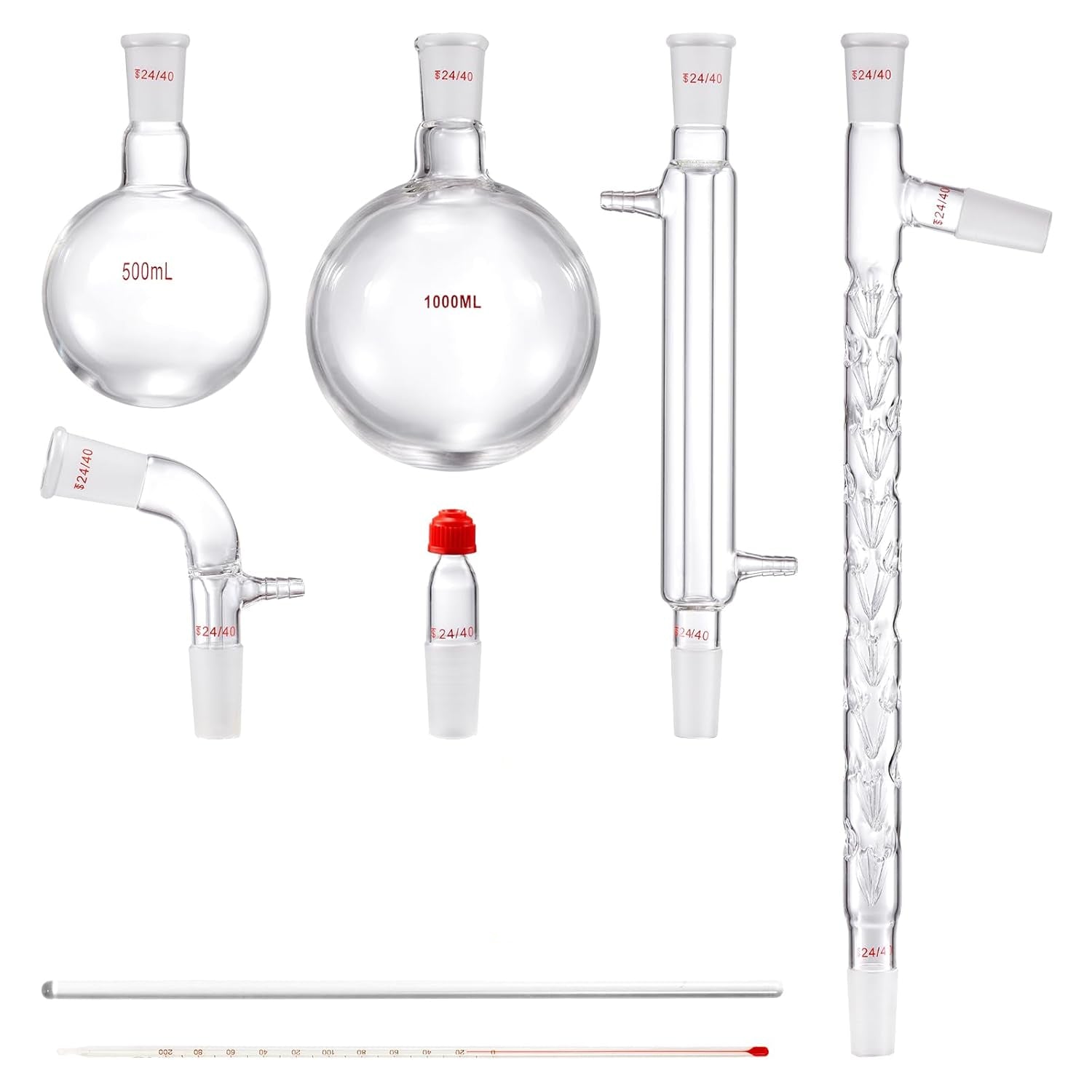 VEVOR 13-Piece 24/40 Glass Distillation Kit with 1000ml Bottle